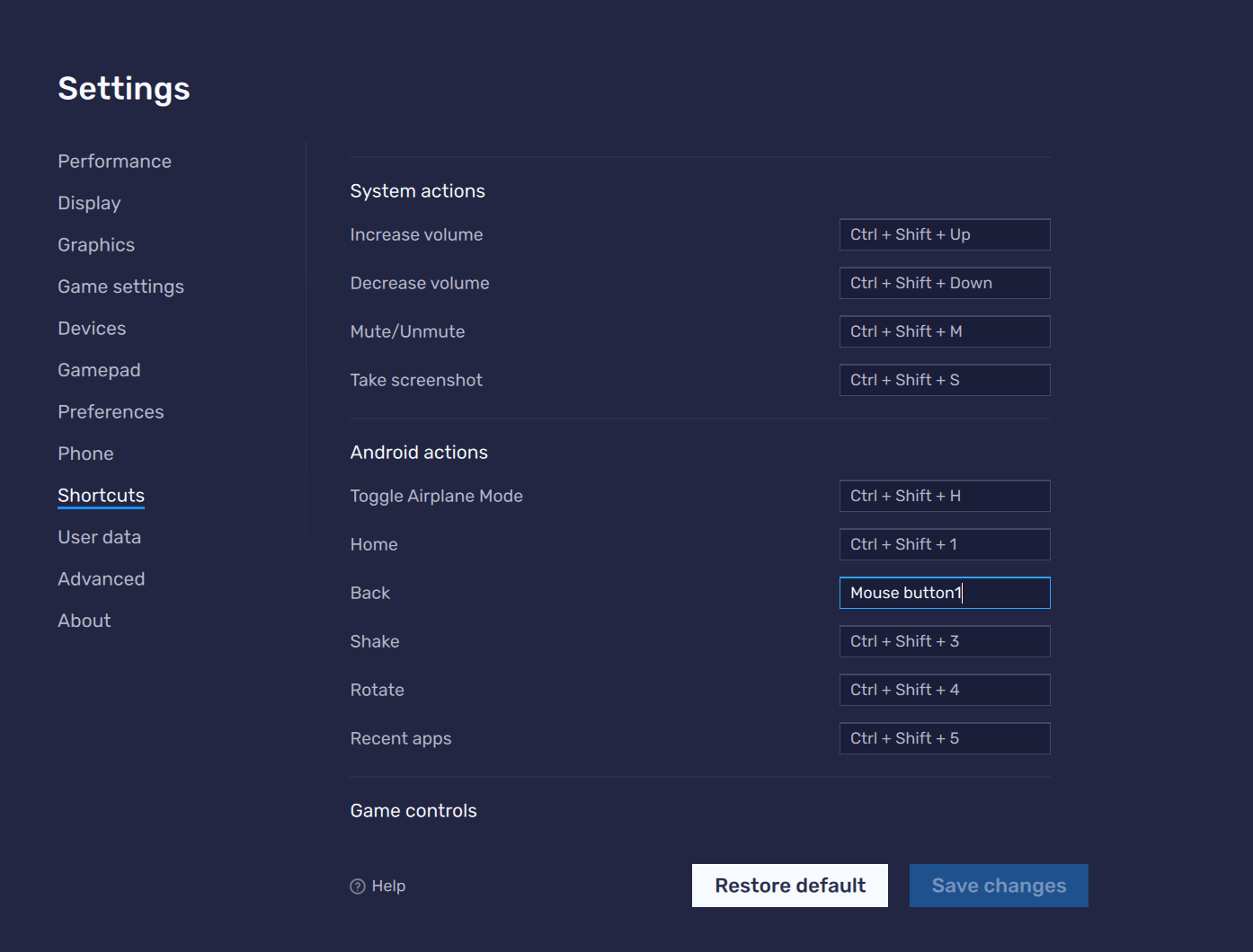 BlueStack Mouse Shortcuts