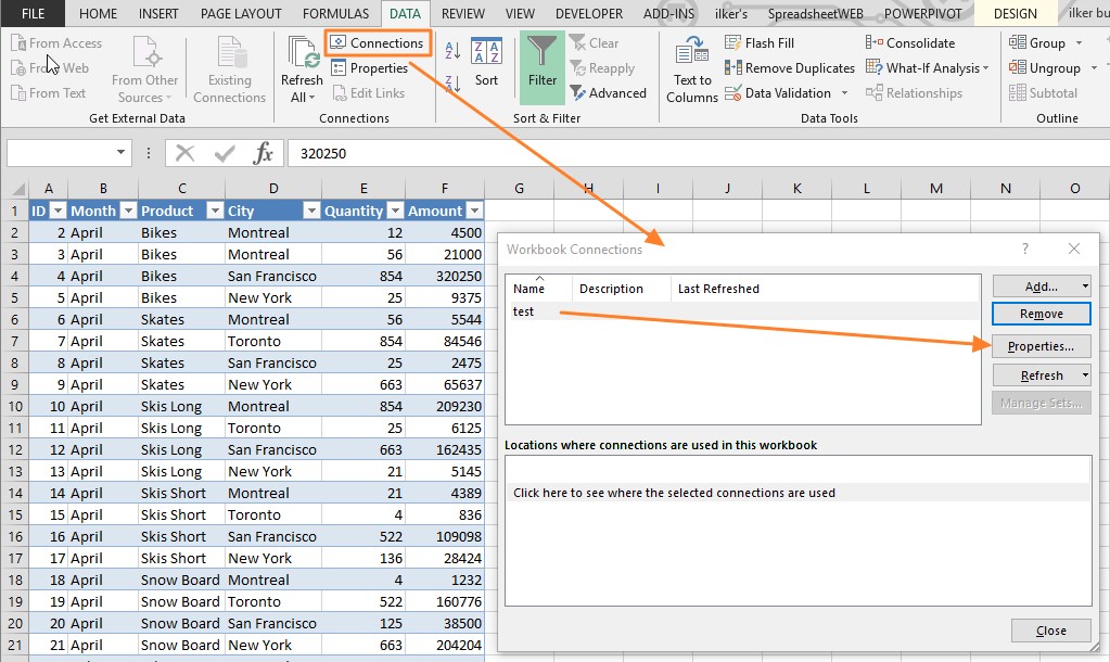 Excel Date connection